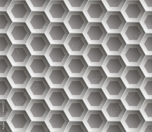 Seamless abstract honeycomb  background - hexagons. Color gray with shadows. Vector illustration.