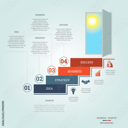Business success startup infographics four positions