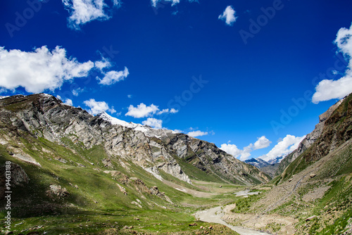 View of way to Zanskar Valley in sunny day, India.