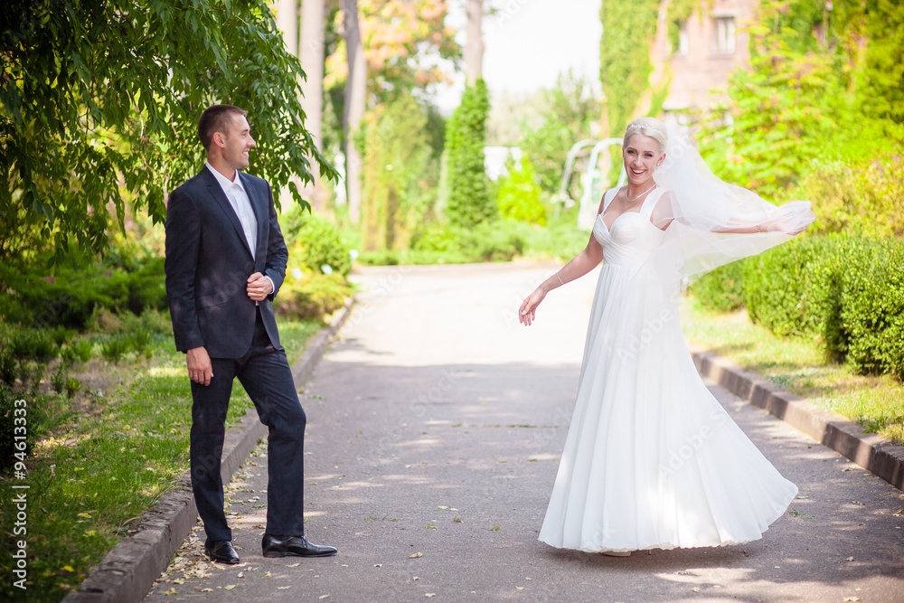 Bride in wedding dress spinning Bride in wedding dress spinning