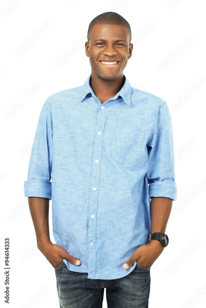 Fototapeta premium Handsome African American man isolated on white