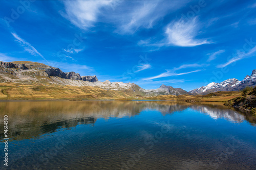 Stunning view of Tannensee and the Swiss Alps