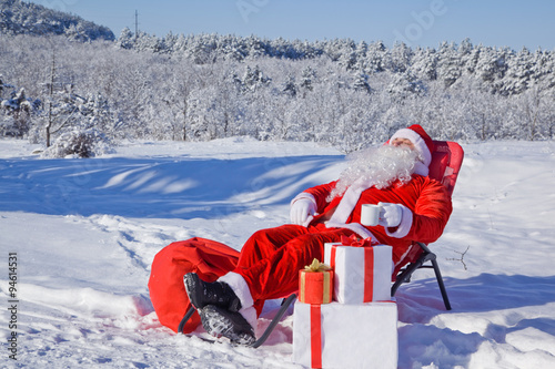 Santa in snowy forest