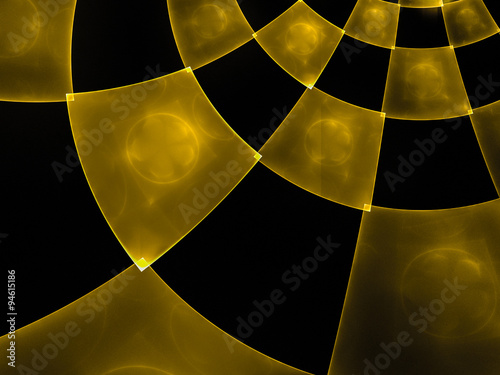 Abstract composition with circular checkered pattern