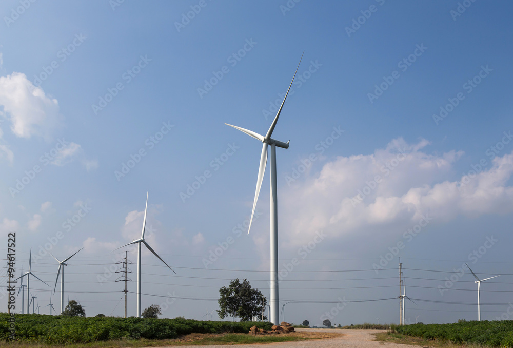 wind turbines generating electricity renewable energy   
