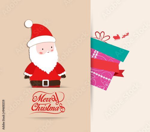 merry christmas with santa claus and gift background retro