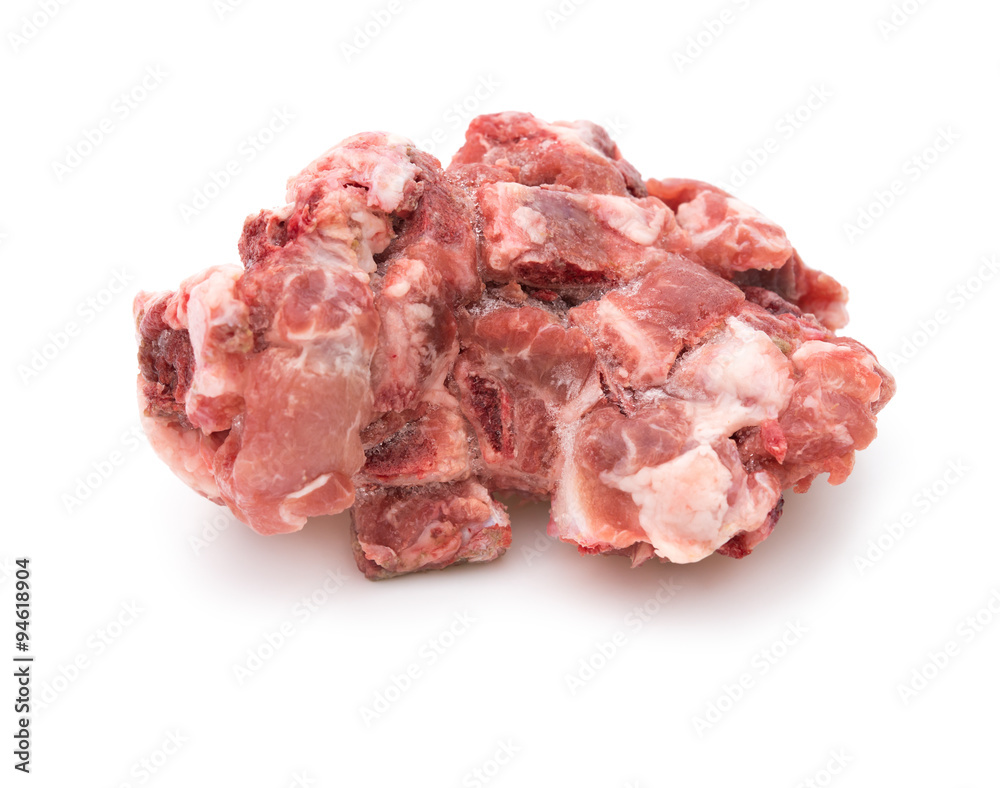 frozen chopped ribs on a white background frozen chopped ribs on a white background