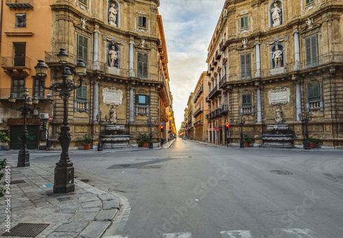 Fototapeta Naklejka Na Ścianę i Meble -  Palermo City in Sicily, Italy. Four Corners