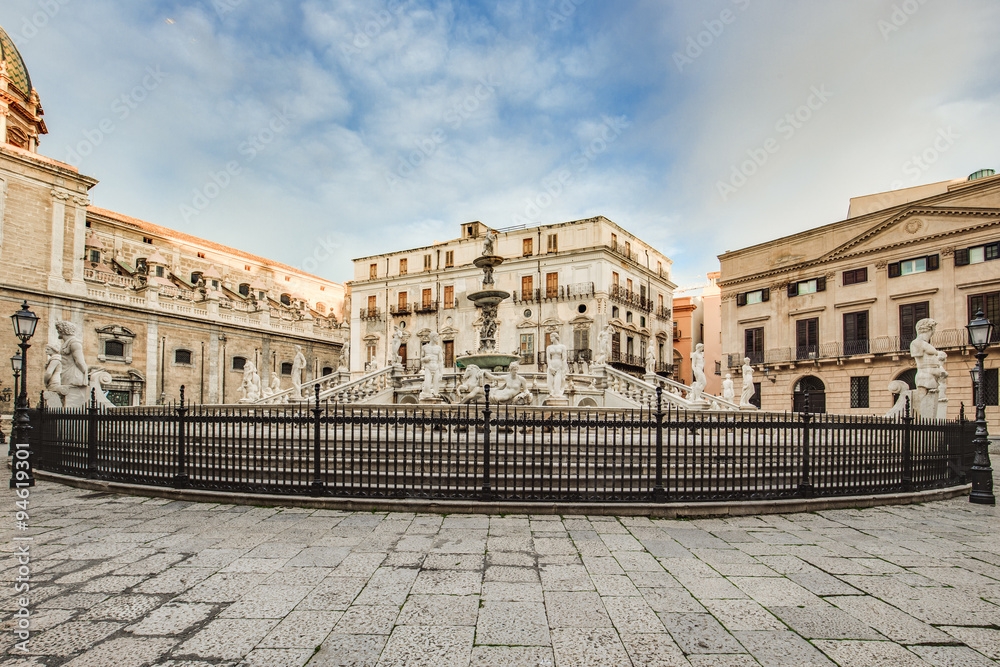 Palermo City in Sicily, Italy. Piazze della Vergogna