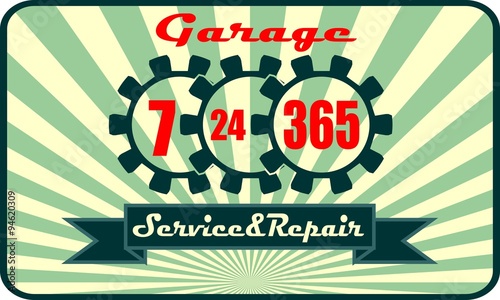 garage service and repair with 7, 24, 365 operation mode