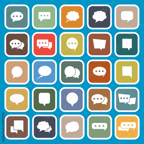 Speech Bubble flat icons on blue background