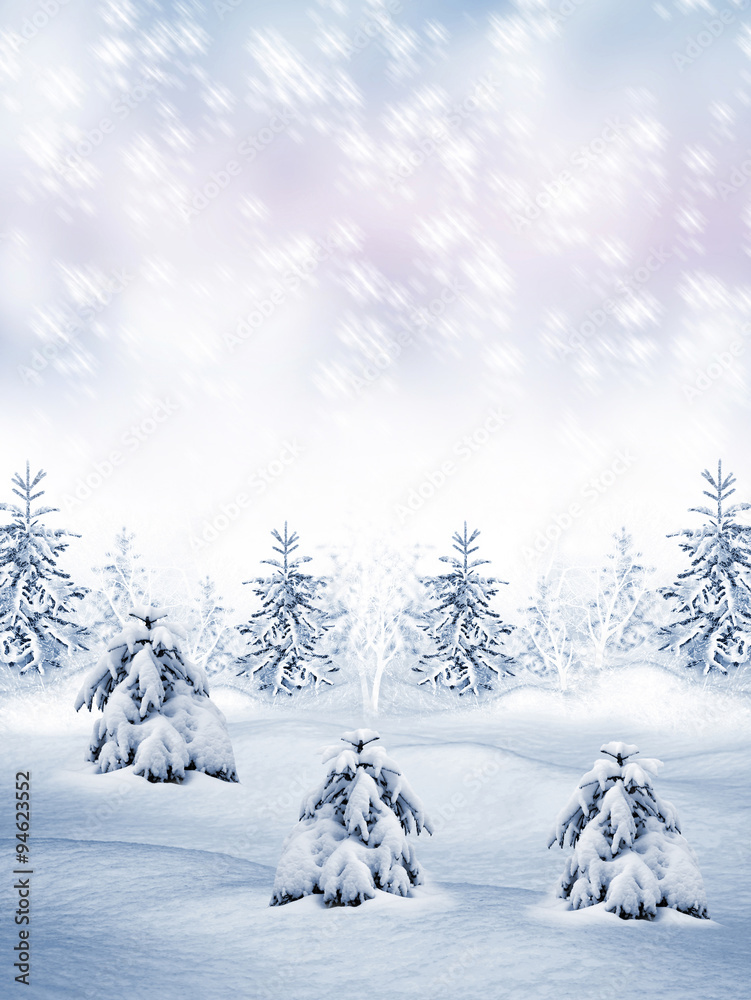 Fototapeta premium Christmas card. winter Landscape