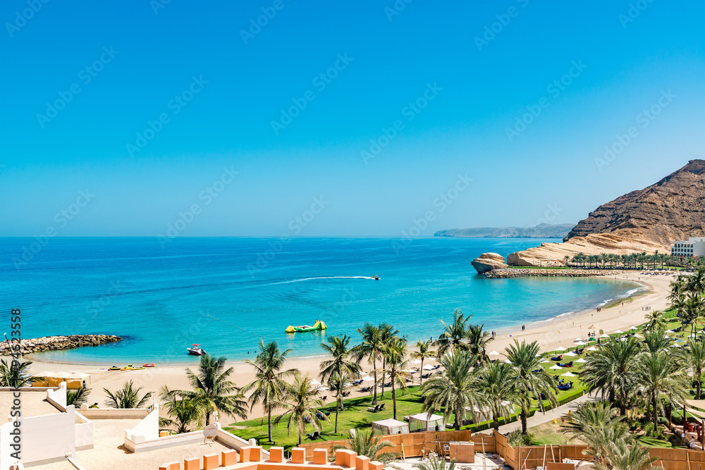Omani Beach at the Barr Al Jissah Resort in Oman. It is located about 20 km east of Muscat.