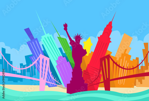 New York Abstract Skyline City Skyscraper Silhouette