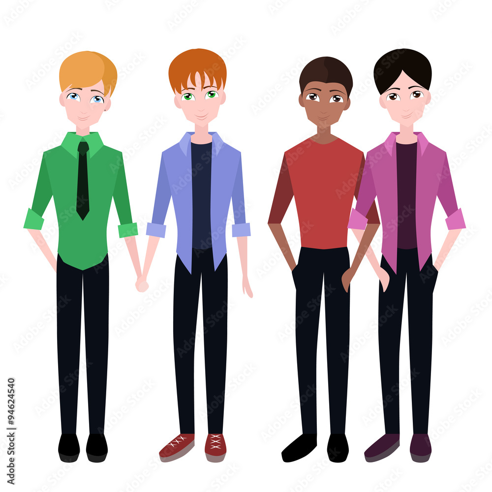Set of flat gay couples for infographics and your design