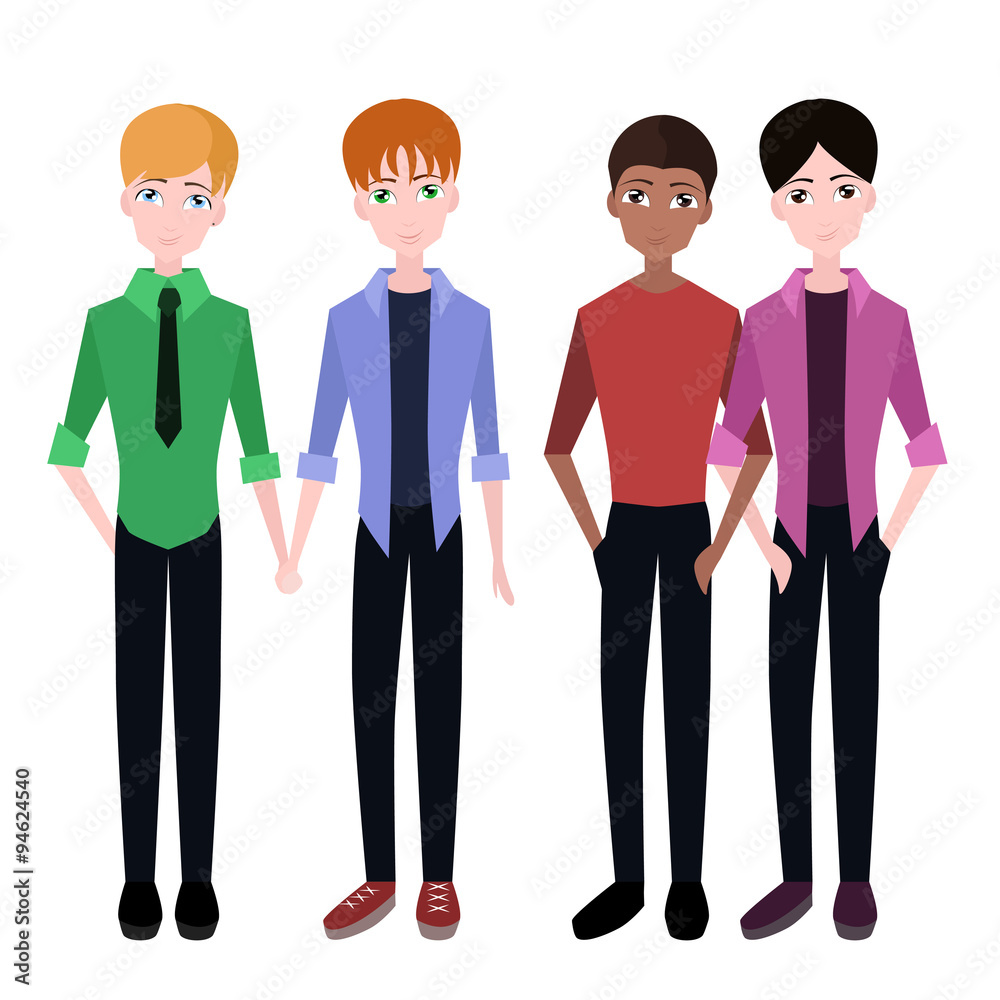 Set of flat gay couples for infographics and your design Set of flat gay couples for infographics and your design