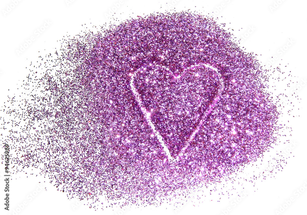 Abstract heart of purple glitter sparkle on white background Abstract heart of purple glitter sparkle on white background