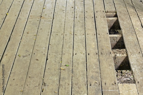 The ruined of wood terrece floor background and texture photo