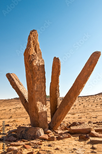 Saudi Arabia, Al Jouf, the  Rajajil archaeological site with the prehistoric ...