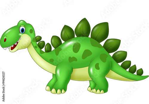 Cartoon funny Stegosaurus mascot isolated on white background