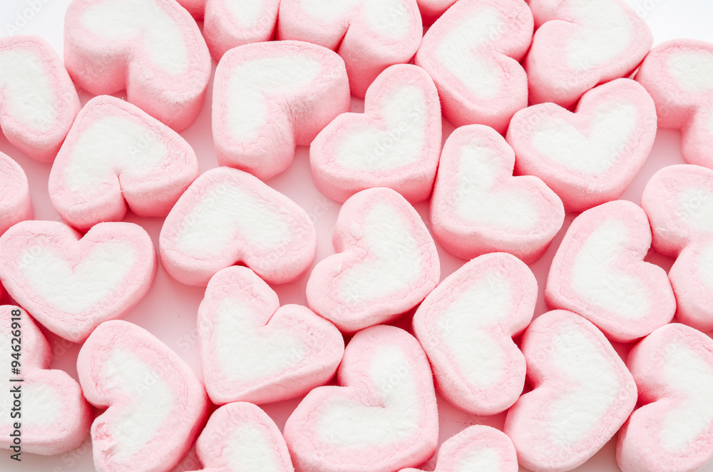 Obraz premium Heart Marshmallows Background.