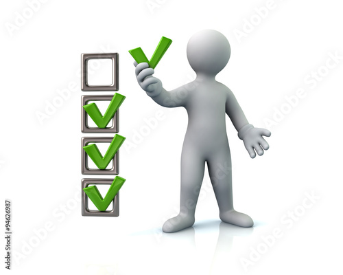 Man and checklist boxes