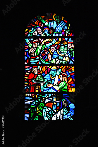 Stained Glass Window Depicting Bible Scenes