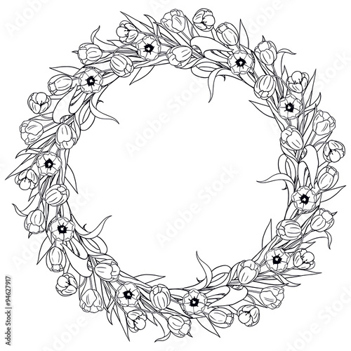 Fototapeta Naklejka Na Ścianę i Meble -  Round  Tulips Frame