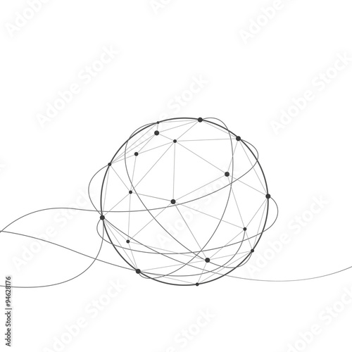 Wireframe mesh polygonal element. Sphere with connected lines and dots isolated on white background. Vector Illustration EPS10.