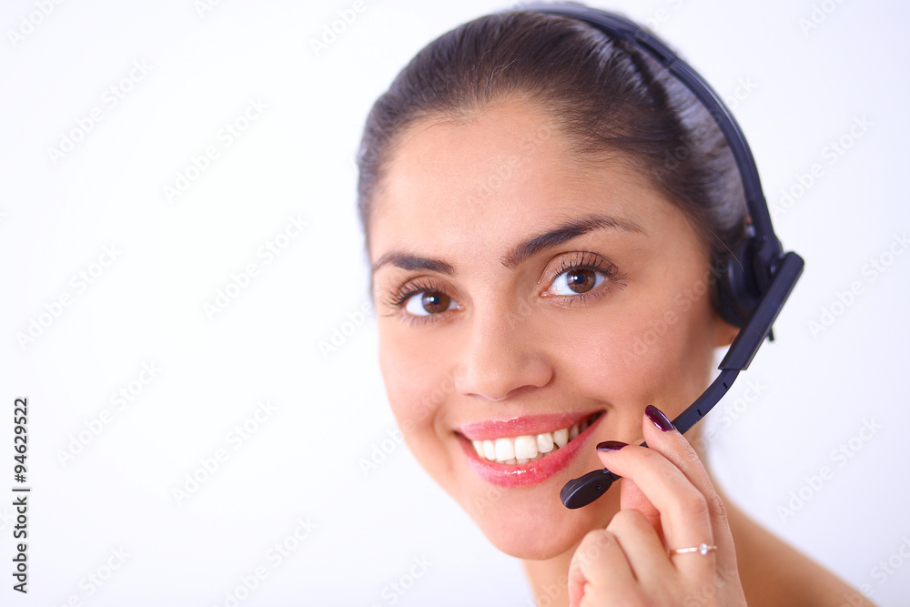 Close-up portrait of a customer service agent sitting at office Close-up portrait of a customer service agent sitting at office