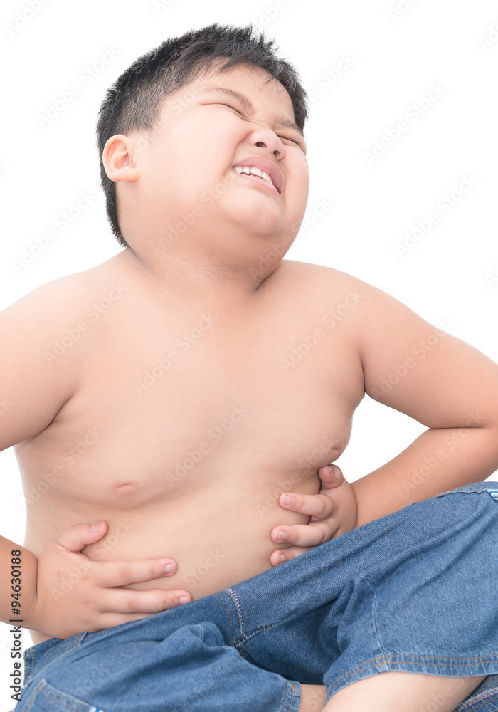 fat boy stomachache isolated fat boy stomachache isolated