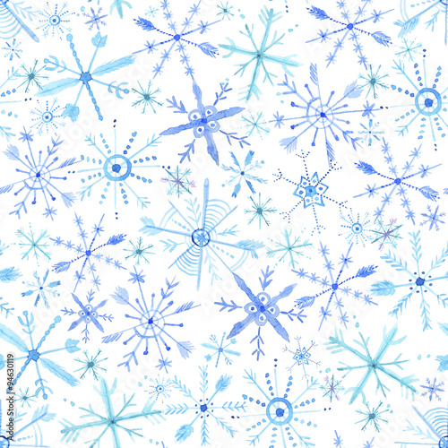 Watercolor snowflakes pattern