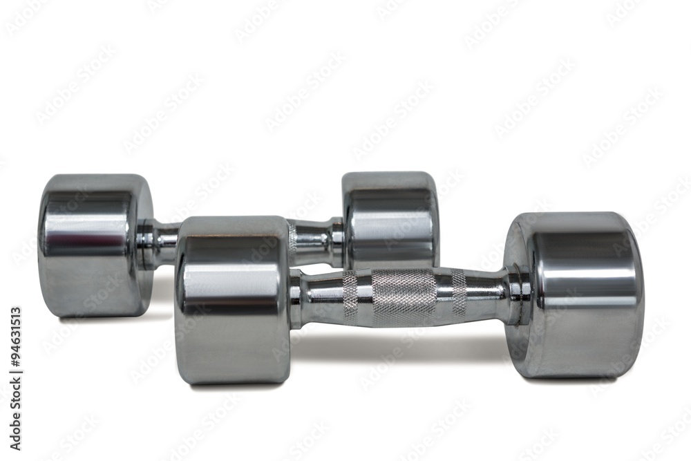 A pair of dumbbells together A pair of dumbbells together