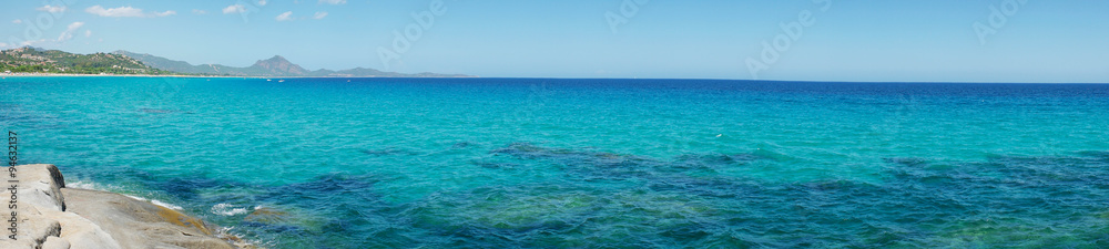Sea Horizon seen from Scoglio di Peppino. Panoramic view, sunny and blue sea
