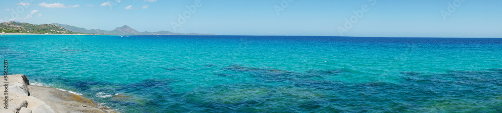 Sea Horizon seen from Scoglio di Peppino. Panoramic view, sunny and blue sea Sea Horizon seen from Scoglio di Peppino. Panoramic view, sunny and blue sea