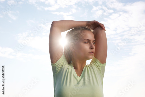 Yoga exercise woman stretching workout