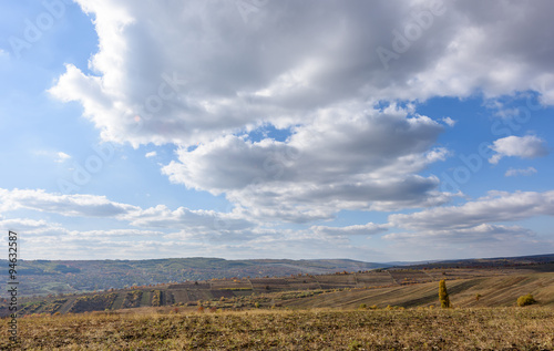 Fototapeta Naklejka Na Ścianę i Meble -  Rural landscape in the autumn with blue sky