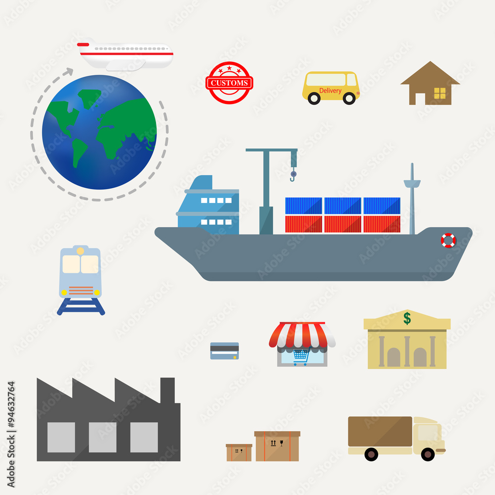 set of logistics icon flat design