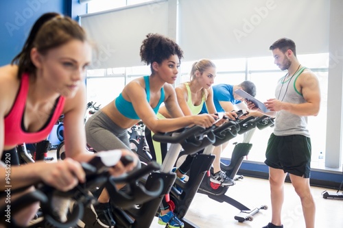 Fit people in a spin class photo