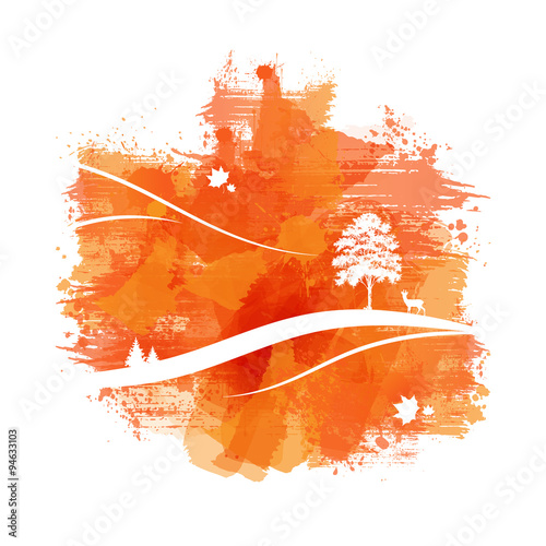 Herbst | Berglandschaft | Abstract Watercolour Painting