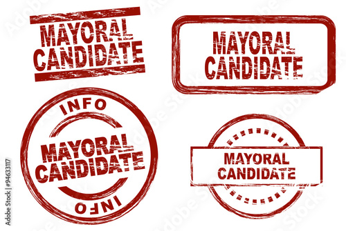 Set of stylized stamps showing the term mayoral candidate. All on white background. photo