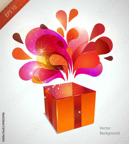 Vector christmas card with red explosion