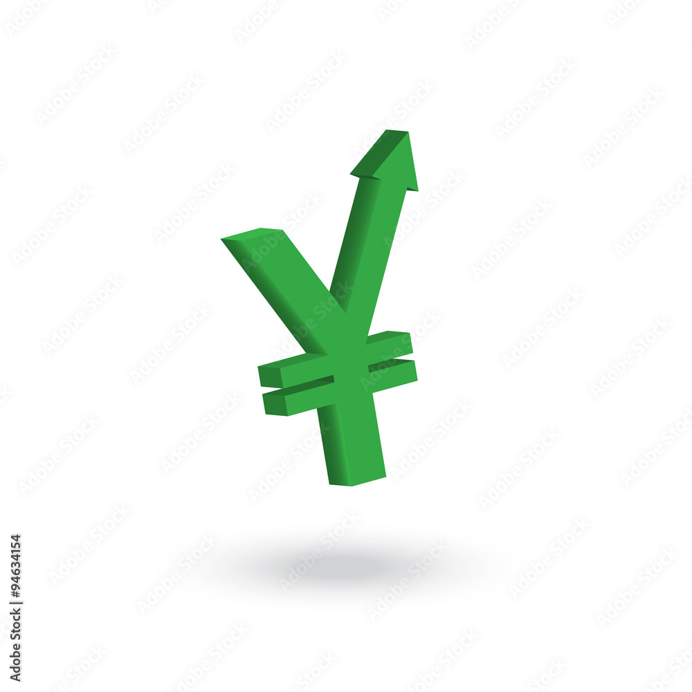 Obraz premium Yen currency symbol with arrow up to the air increasing concept