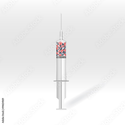 capsule medicines in Syringe   with shadow