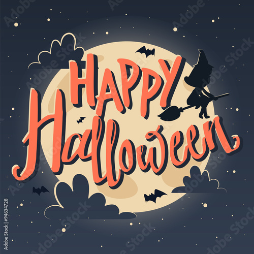 Fototapet Happy Halloween. Poster in cartoon-style.