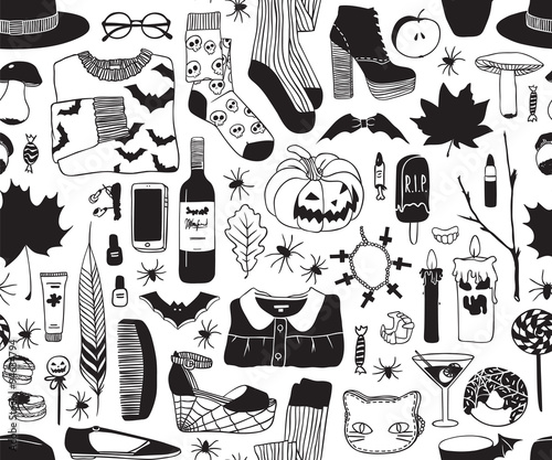 Halloween black and white pattern.