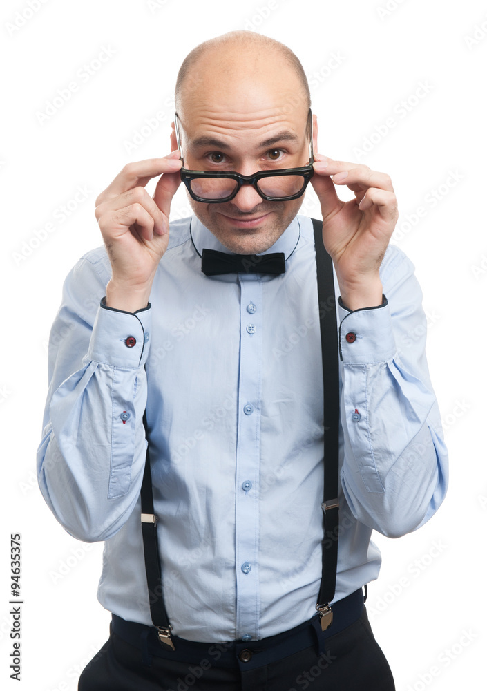 Handsome guy with suspenders and bow-tie Handsome guy with suspenders and bow-tie