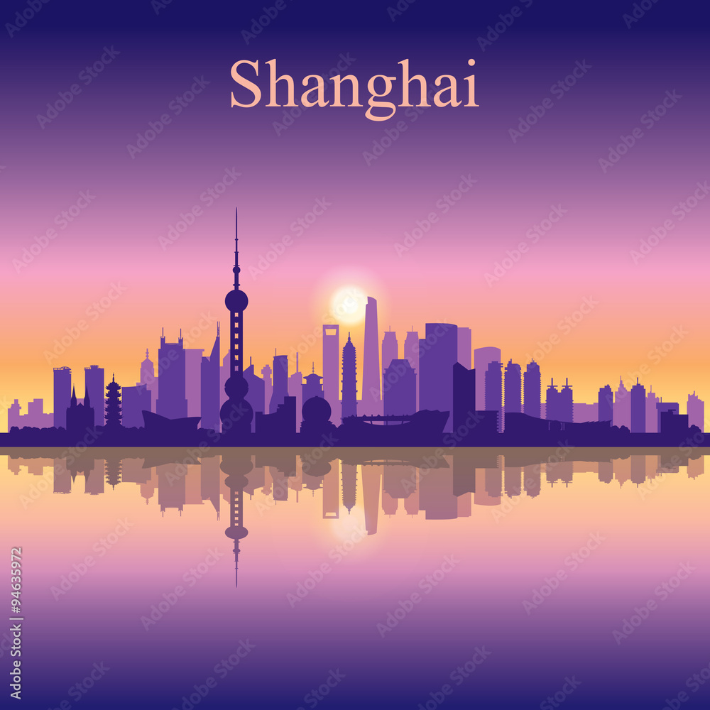 Naklejka premium Szanghaj sylwetka tło panoramę miasta