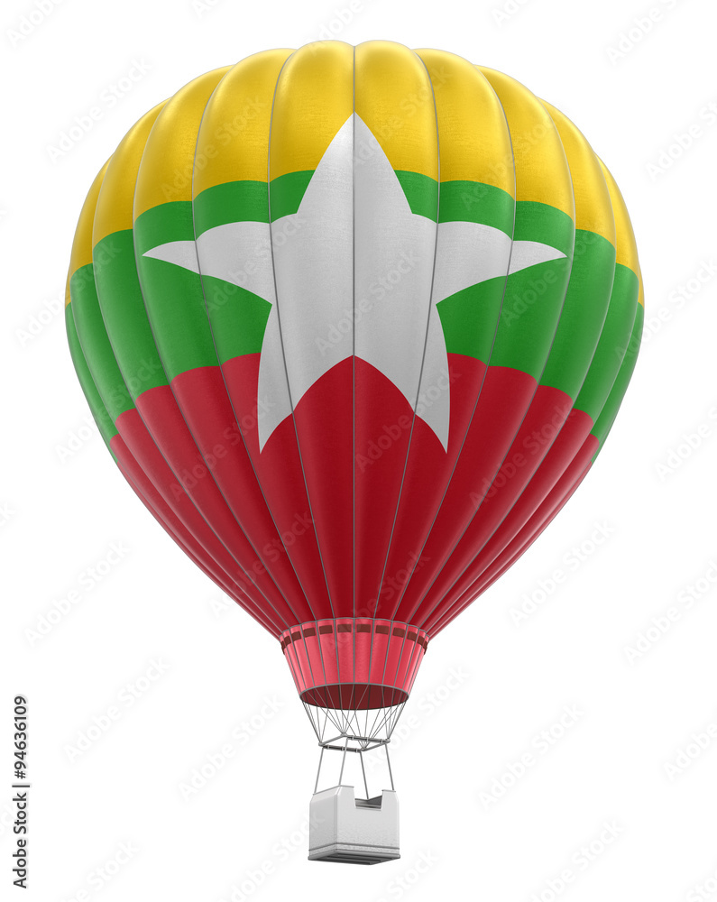 Fototapeta premium Hot Air Balloon with Myanmar Flag (clipping path included)