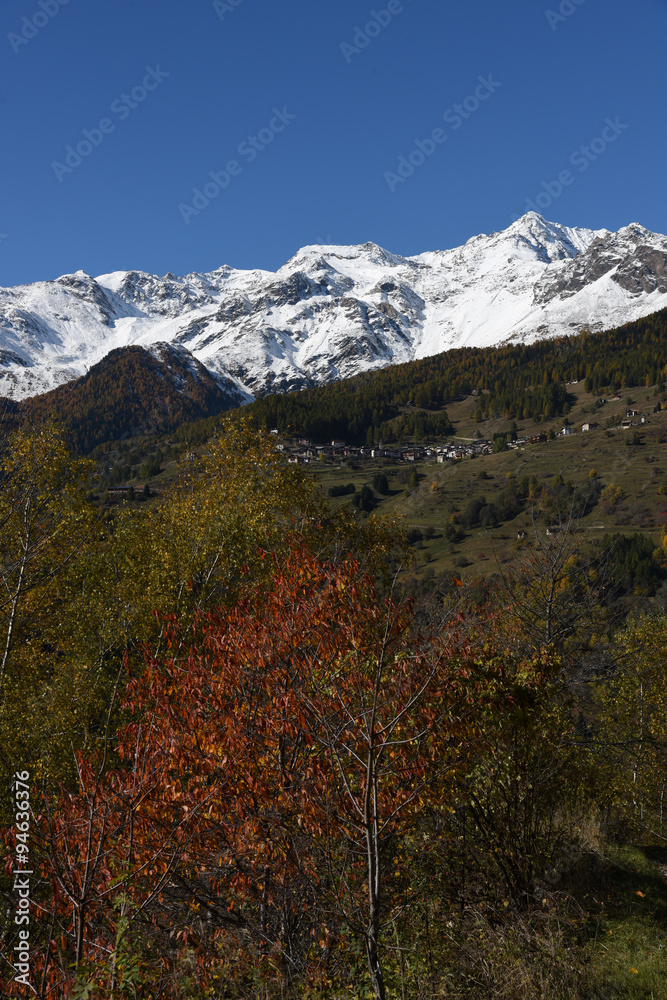 montagna autunno nevicata nevicate colori autunno cime innevate panorama